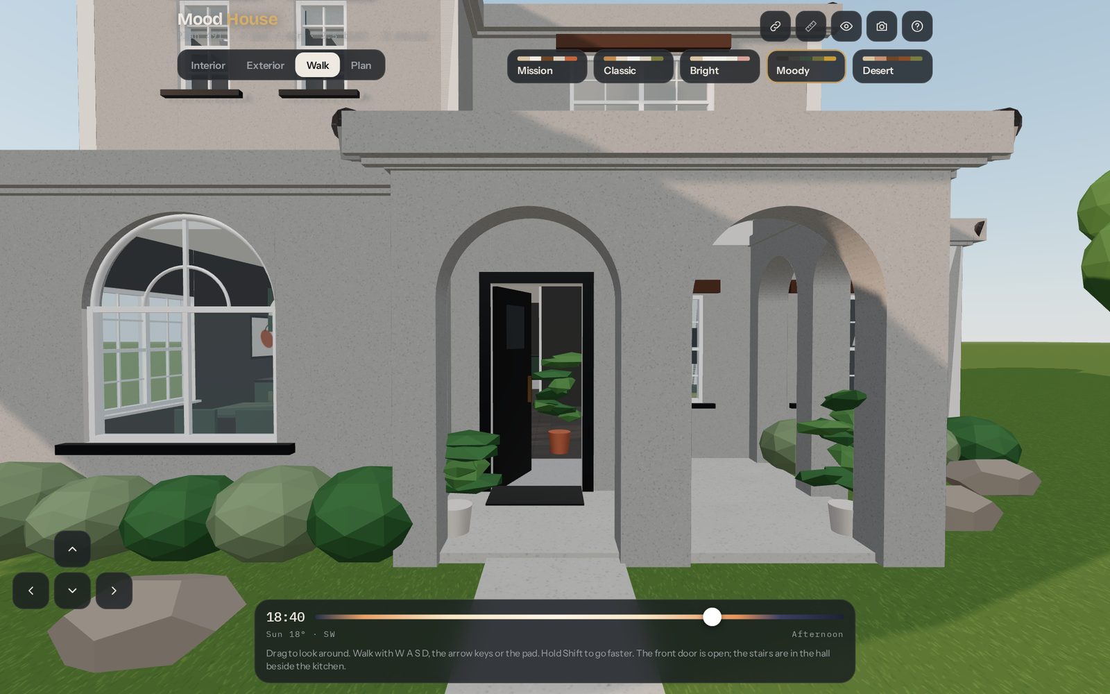 Walk mode at the front entry with the door open