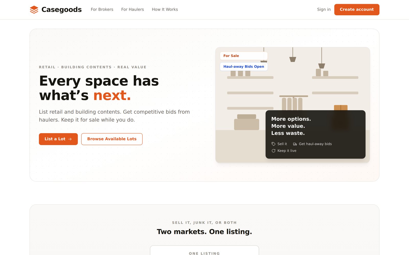 Casegoods home page